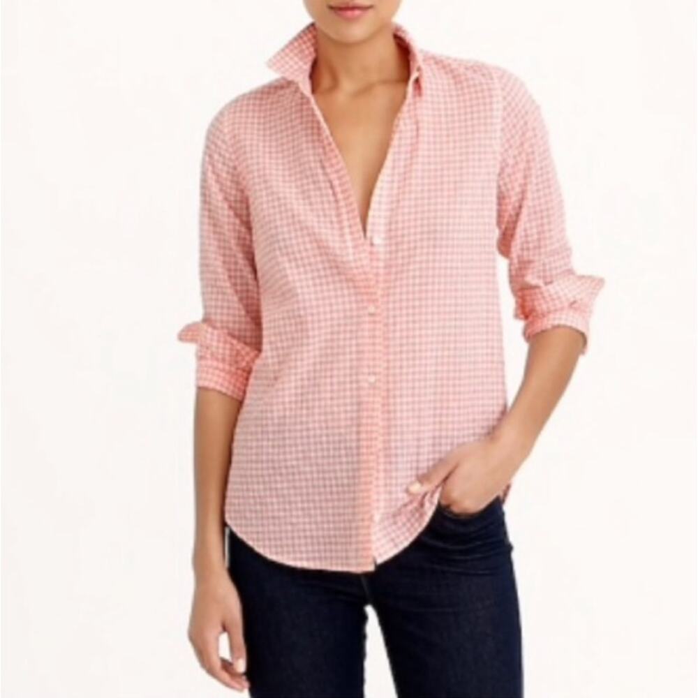 J. Crew Pink Gingham Button Down Shirt Size 6